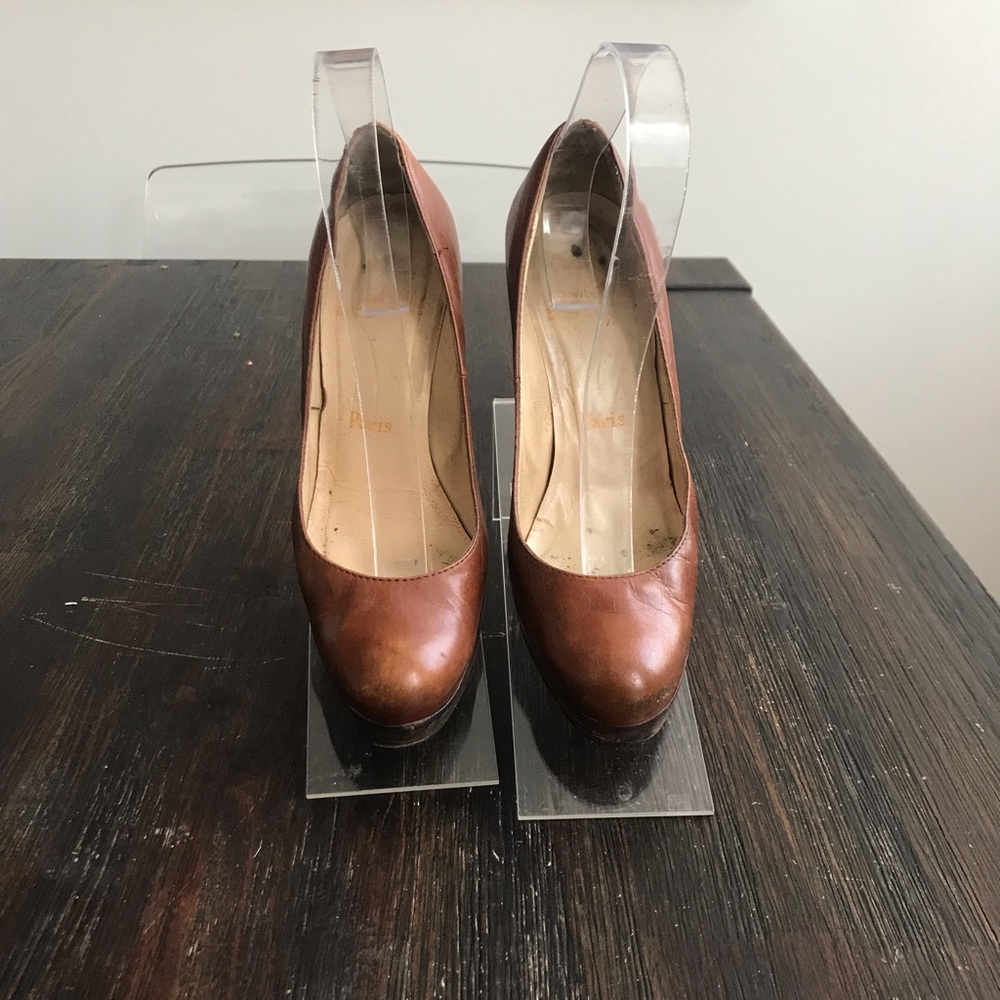 Christian Louboutin Pigalle Cognac Leather Pumps